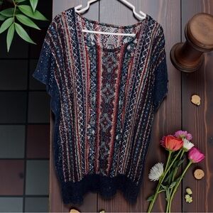 Multicolor Patterned Knit Top ~3X (PTP27”)